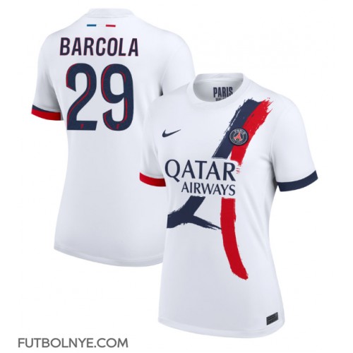 Camiseta Paris Saint-Germain Bradley Barcola #29 Visitante Equipación para mujer 2024-25 manga corta